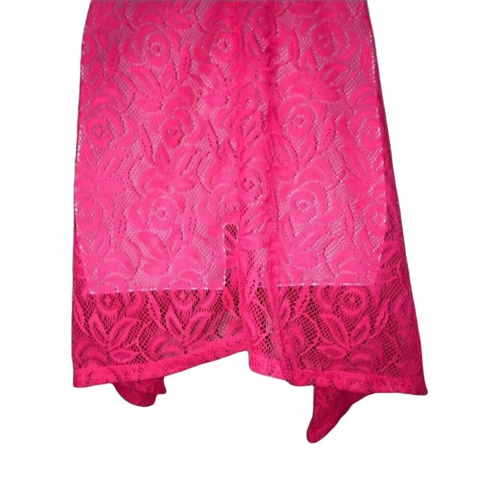 OP Ocean Pacific Swimsuit CoverUp Juniors L 11 13 Hot Pink Floral Beach Tank - Picture 8 of 9